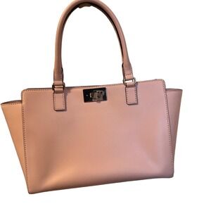 Kate Spade Kelsey Orchard Valley smooth leather tote bag  pink turn lock closure